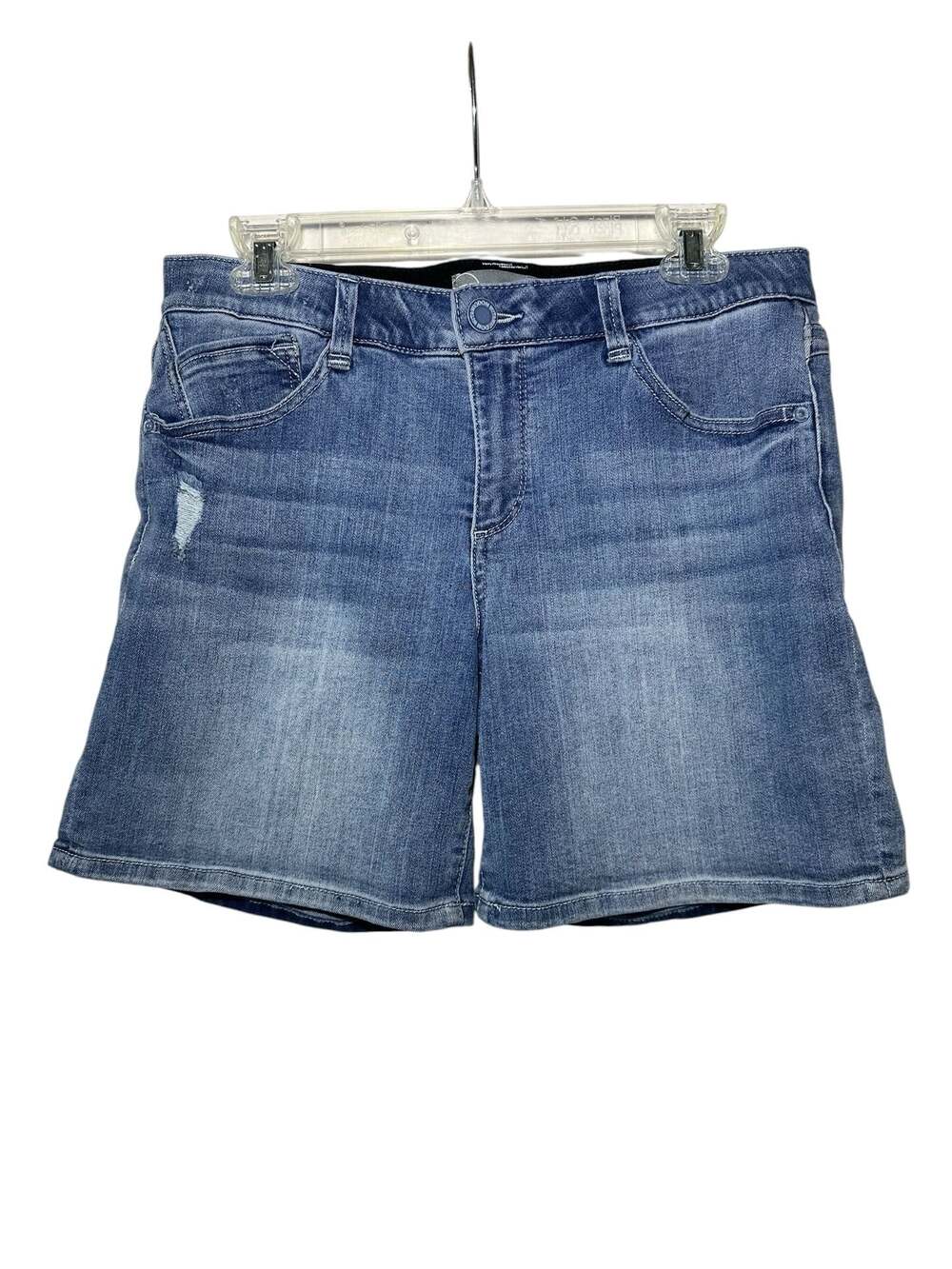 Wit & Wisdom Women's Blue Denim Distressed Ab-Solution Bermuda Shorts Size 8